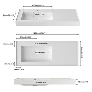 English Elm Inner White Solid Surface Basin with Matte Black Exterior for Modern Bathrooms T3785P491209