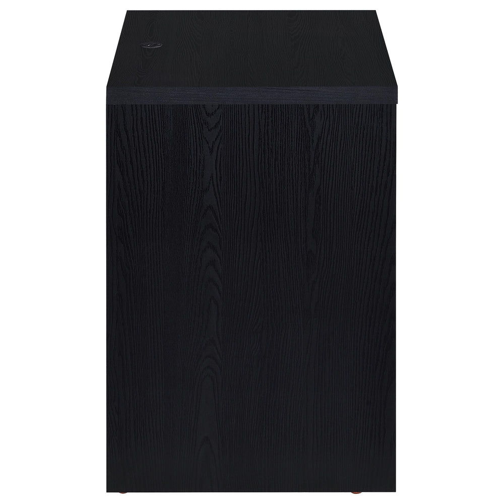 English Elm Geary Black 2-Drawer Nightstand with LED Light, Dual Outlet USB-A & USB-C Charging, Compact Wood- Grain B062P375557
