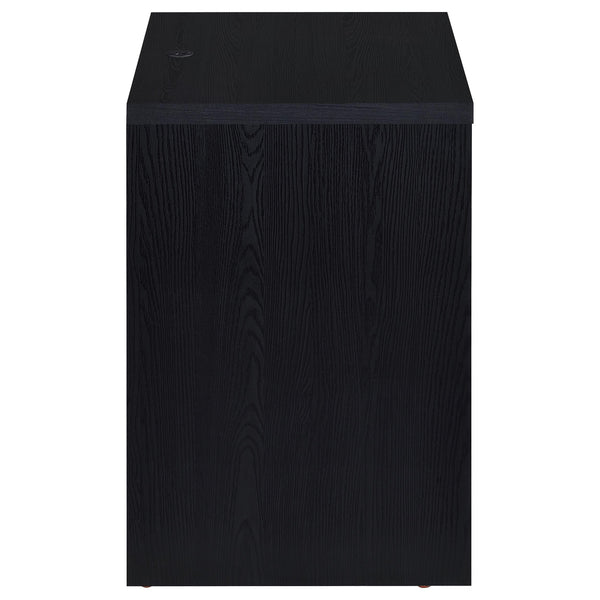 English Elm Geary Black 2-Drawer Nightstand with LED Light, Dual Outlet USB-A & USB-C Charging, Compact Wood- Grain B062P375557