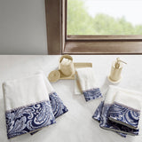 Madison Park Aubrey Traditional 6 Piece Jacquard Towel Set MP73-7451 Navy