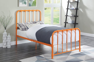 English Elm Metal Bed Bethany Queen Platform with Curved Headboard and Timeless Accent Joints for Stylish Rooms Orange 47.25 L x 41.75 W x 4 H B011P265604