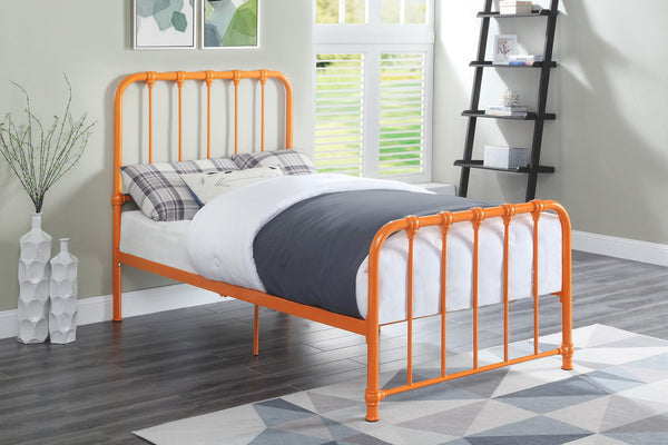 English Elm Metal Bed Bethany Queen Platform with Curved Headboard and Timeless Accent Joints for Stylish Rooms Orange 47.25 L x 41.75 W x 4 H B011P265604