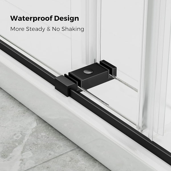 English Elm 56 to 60 Inch Frameless Sliding Shower Door 76h Tempered Glass Matte Black Hardware W1920P500877