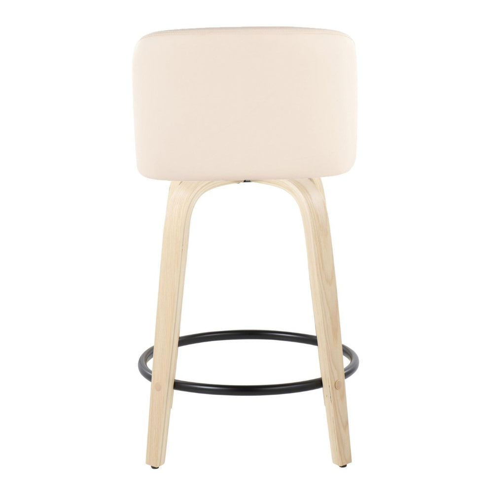 English Elm Toriano 24" Fixed Height Counter Stools - Set Of 2 With Cream Faux Leather & Swivel, Modern Design B202S00124-GIGA