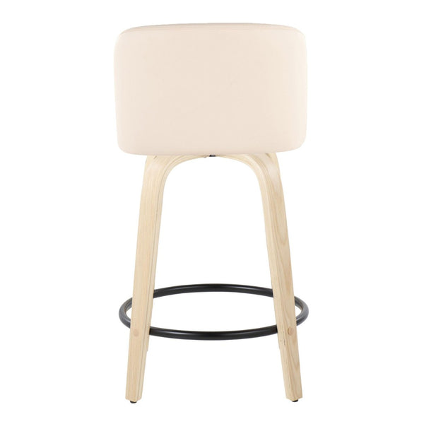 English Elm Toriano 24" Fixed Height Counter Stools - Set Of 2 With Cream Faux Leather & Swivel, Modern Design B202S00124-GIGA