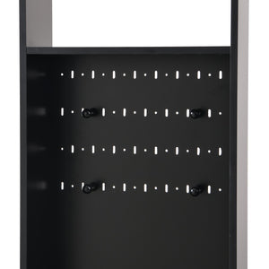 English Elm ON-TREND Hall Tree with Pegboard, Cushioned Bench, Drawer & Hooks for Organized Entryway Storage Black N721P179243B