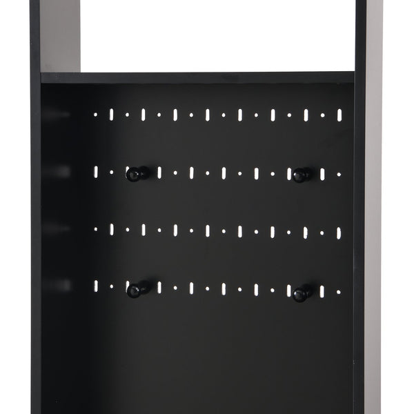 English Elm ON-TREND Hall Tree with Pegboard, Cushioned Bench, Drawer & Hooks for Organized Entryway Storage Black N721P179243B