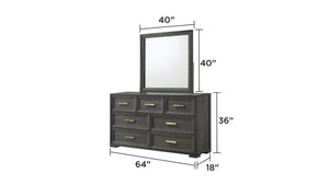 English Elm Colorado King Bedroom Set with Led Upholstered Headboard and Charcoal Wood Finish B009S02323