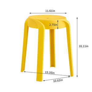 English Elm 6 Stackable Classroom Stools Set of 6 Durable Plastic Nesting Round Seats 330lb Capacity Indoor Outdoor Seating Mustard W370P165827