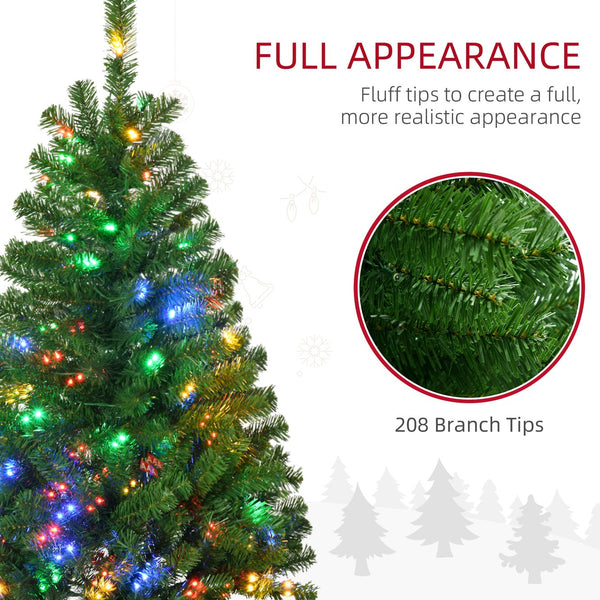 English Elm Homcom 4Ft Prelit Artificial Christmas Tree With 208 Branches & 100 Led Lights For Small Spaces W2225P249674