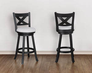 English Elm 2Pc Modern Swivel Pub Stools - Comfortable Counter Height Chairs With Dove Fabric & Black Legs B011P262368