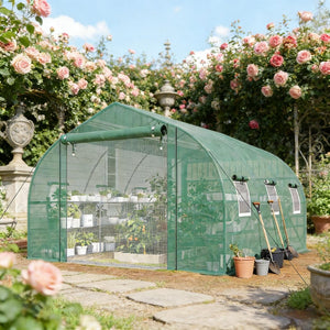 English Elm Garden Walk-in Tunnel Greenhouse with Galvanized Steel Frame and Uv-resistant Pe Cover Green T3971P481638