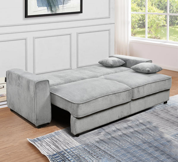 English Elm 91''Large Convertible Sofa Bed with Storage, 3-Seater Sleeper Couch for Small Spaces & Guests Grey W1417S00141