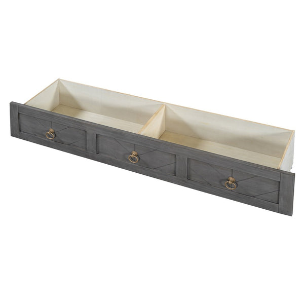 English Elm Queen Murphy Wall Bed with Pull Out Storage Drawer and Built in Usb Charging Gray LP000428AAE