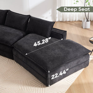 English Elm Modern Minimalist Modular Sectional Sofa - Versatile Upholstered Cloud Couch With Right Chaise In Black W2959S00012