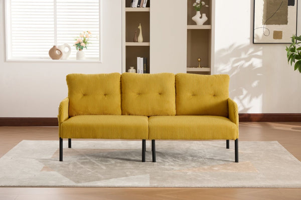 English Elm United We Win Corduroy Loveseat Plush Ergonomic Sofa with Spring Support Metal Legs Mustard Yellow W1568P410047