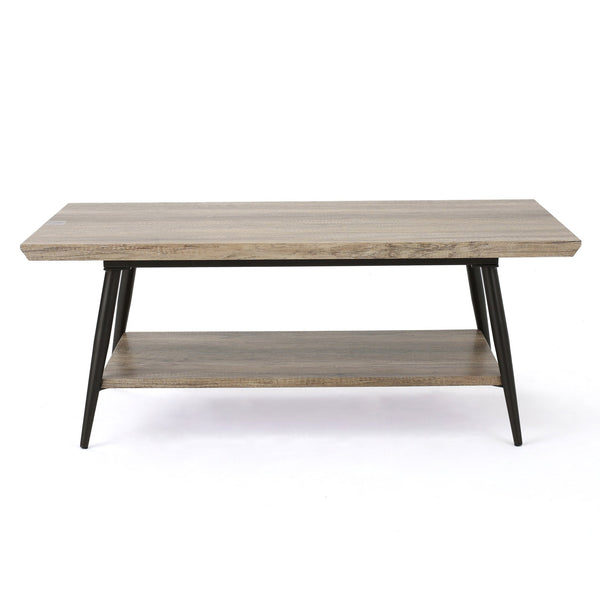 English Elm Christopher Knight Home® - COFFEE Mid-Century Two-Tier Wood Finish Table in Canyon Gray with Lower Shelf & Powder-Coated Legs 59447.00