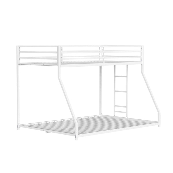 English Elm Twin Metal Low Bunk Bed Durable Full Frame Industrial Style Attached Ladder Space-Saving Design Matte White 81 L x 15 W x 7 H B2741P391248