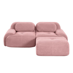 English Elm 82'' Modular L-shaped Sectional Sofa Corduroy Upholstered with Curved Arms for Living Room W714S01404