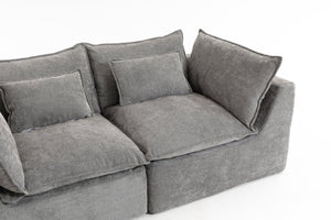 English Elm 74.8" Oversized Modular Cloud Sofa Deep Seat Cotton Linen Upholstered Living Room Couch Antique Grey W2530P458025