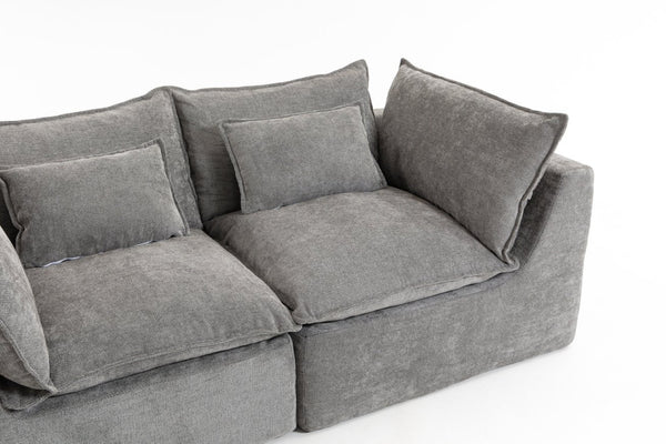 English Elm 74.8" Oversized Modular Cloud Sofa Deep Seat Cotton Linen Upholstered Living Room Couch Antique Grey W2530P458025