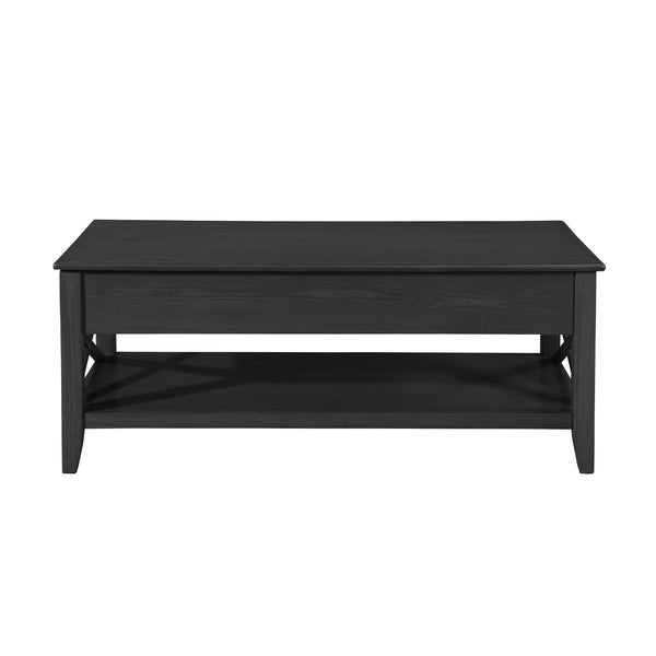 English Elm Christopher Knight Home® - COFFEE Lift-Top Farmhouse Coffee Table with Hidden Storage, X-Side Supports, Veneer Finish, Rustic Elegance Black 64520.00BLK