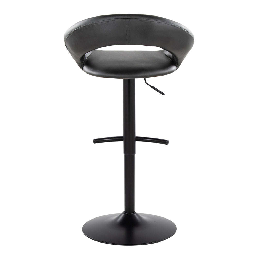 English Elm Posh Adjustable Contemporary Barstools Set of 2 — Black Faux Leather Swivel, Height-Adjustable Metal Base B202S00995