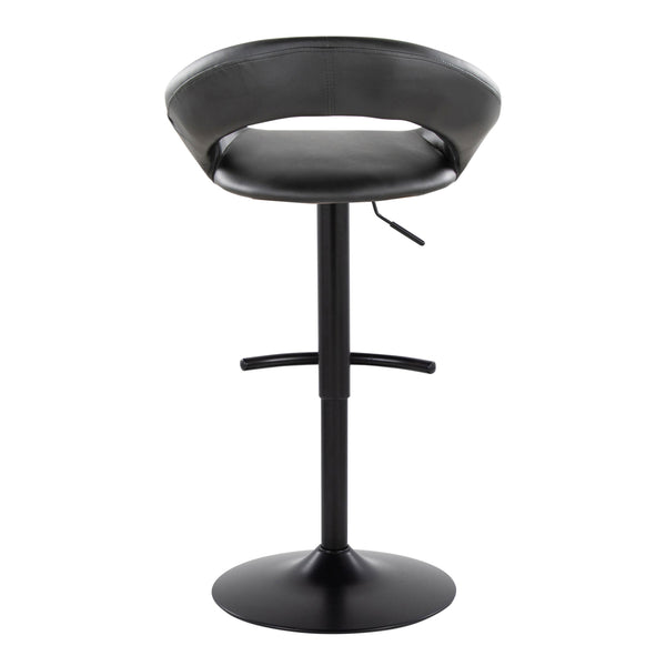 English Elm Posh Adjustable Contemporary Barstools Set of 2 — Black Faux Leather Swivel, Height-Adjustable Metal Base B202S00995