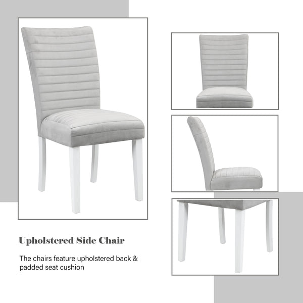 English Elm Elizaveta Gray Velvet & White High-Gloss Side Chair Set of 2 with Cushioned D20 Foam, 220lb Capacity B2726P288749