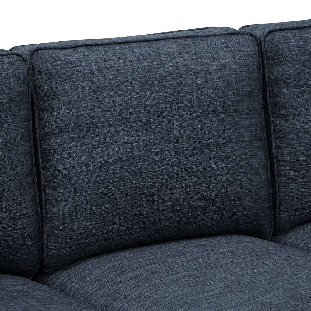 English Elm Harbor 78" Linen Blend Sofa in Blue with Solid Wood Legs, Rolled Arms, Nailhead Trim, Plush Cushions B343S00004