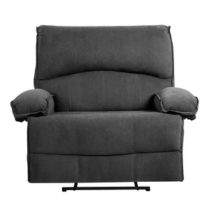 English Elm Oversized Velvet Push-Back Recliner Chair Sofa with Massage Pillow, Super Soft Fleece Comfort and Easy Assembly Grey W1403S00003