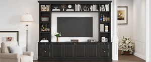 English Elm All-in-one Modern Entertainment Center with Bookcase Shelves for Living Room Display Black N710S688101B