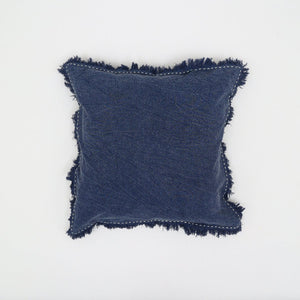 English Elm Stonewashed Linen Throw Pillow - Artisan Handworked Edges, Fringe, 22X22" For Cozy, Stylish Decor B346P321245-GIGA