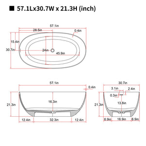 English Elm 57'' Freestanding Stone Resin Soaking Tub Ergonomic Spa Bath with Drain Included W2753P416661