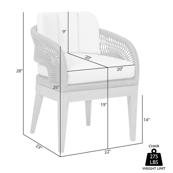 English Elm Orbit Outdoor Eucalyptus Hardwood Dining Chair with Woven Rope and Olefin Cushions B2736P464824