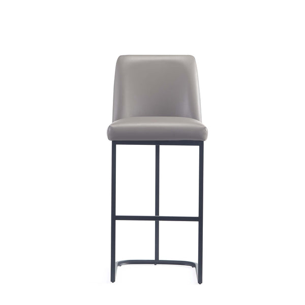 English Elm Serena Metal Upholstered Barstool with Matte Black Frame, Leatherette Cushion, Commercial Grade Comfort taupe B365P397928
