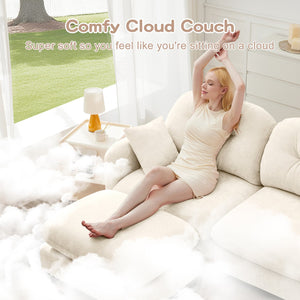 English Elm Loveseat Modular Cloud Sectional Sofa with Tufted Chenille Backrest, Ergonomic High-Density Comfort, Durable Wood Base Beige W714S01364