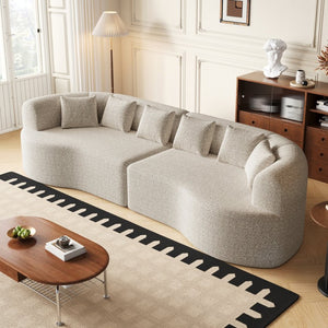 English Elm Curved Chenille Sectional Sofa Oversized Four Seat Cloud Foam Living Room Lounge W3505P355582