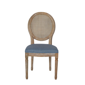 English Elm Christopher Knight Home® - DININGCHAIR Elegant Wicker & Fabric Dining Seat with Carved Legs Distressed Finish for Stylish Homes Light Blue 65165.00LBLU