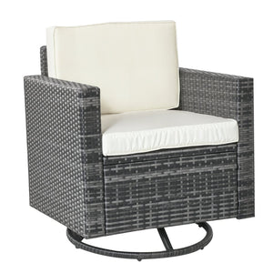 English Elm Rattan Outdoor Swivel Rocker Chair Pe Wicker Patio Seat with Cushioned Backrest T3971P388904