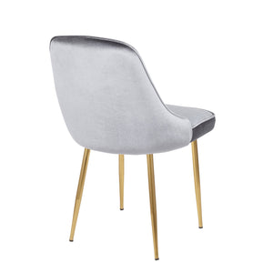 English Elm Marcel Velvet Dining Chair with Gold Tapered Legs — Glam Contemporary Upholstered Seat, Set of 2 Blue+Grey B202P223863