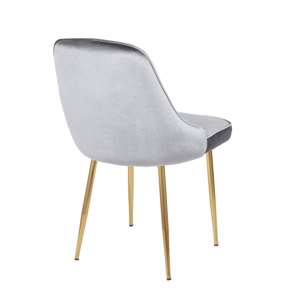 English Elm Marcel Velvet Dining Chair with Gold Tapered Legs — Glam Contemporary Upholstered Seat, Set of 2 Blue+Grey B202P223863