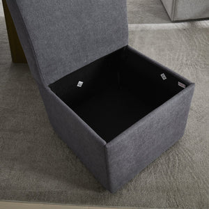 English Elm COOLMORE Swivel Rolling Dining Chair with Hidden Storage, Linen Upholstered 4-Wheel Multiuse Seat Dark Gray W1539P277680