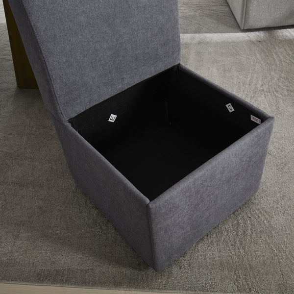 English Elm COOLMORE Swivel Rolling Dining Chair with Hidden Storage, Linen Upholstered 4-Wheel Multiuse Seat Dark Gray W1539P277680