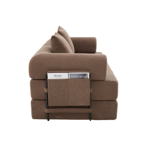 English Elm UNITED modular foldable sofa with metal frame, corduroy upholstery, side pocket & quick assembly convenience Brown W1568P375636