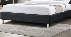 English Elm Modern Tufted Queen Platform Bed Faux Leather Led Headboard with Built-in Charging Port B011S02072