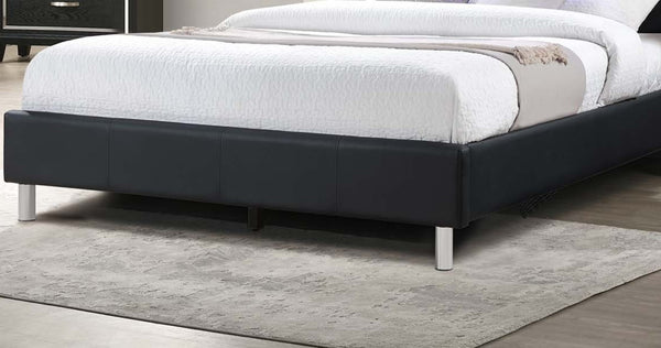 English Elm Modern Tufted Queen Platform Bed Faux Leather Led Headboard with Built-in Charging Port B011S02072