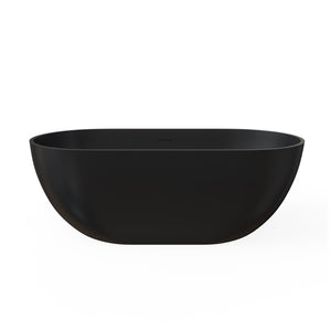 English Elm 59 Inch Freestanding Stone Resin Soaking Tub Sculptural Matte Spa Bath Design T3785P353962