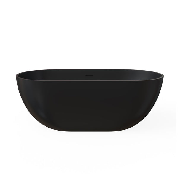 English Elm 59 Inch Freestanding Stone Resin Soaking Tub Sculptural Matte Spa Bath Design T3785P353962
