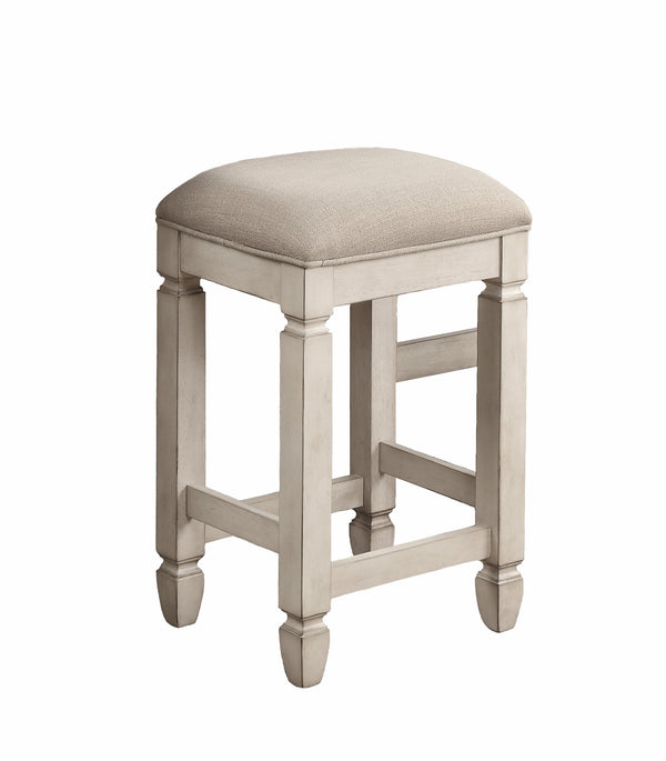 English Elm Drop Drop Leaf Table w/4 Stools Antique White — Solid Wood/MDF, Space-Saving, 36" Expandable, Drawers Included B2699P206765